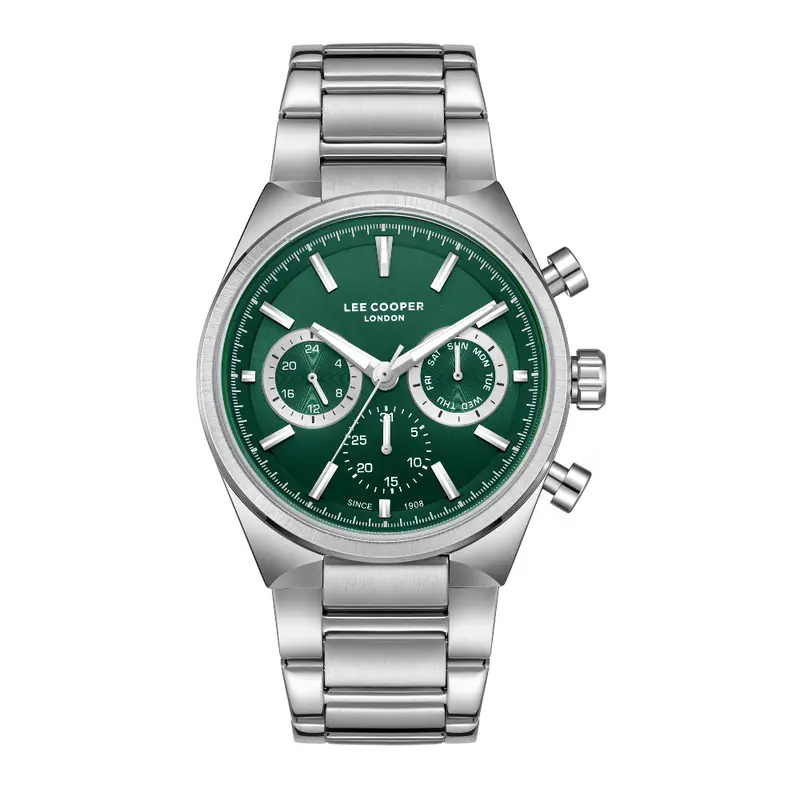 Lee Cooper Chronograph Green Dial Stainless Steel Strap Men's Watch Lc08174.370 1