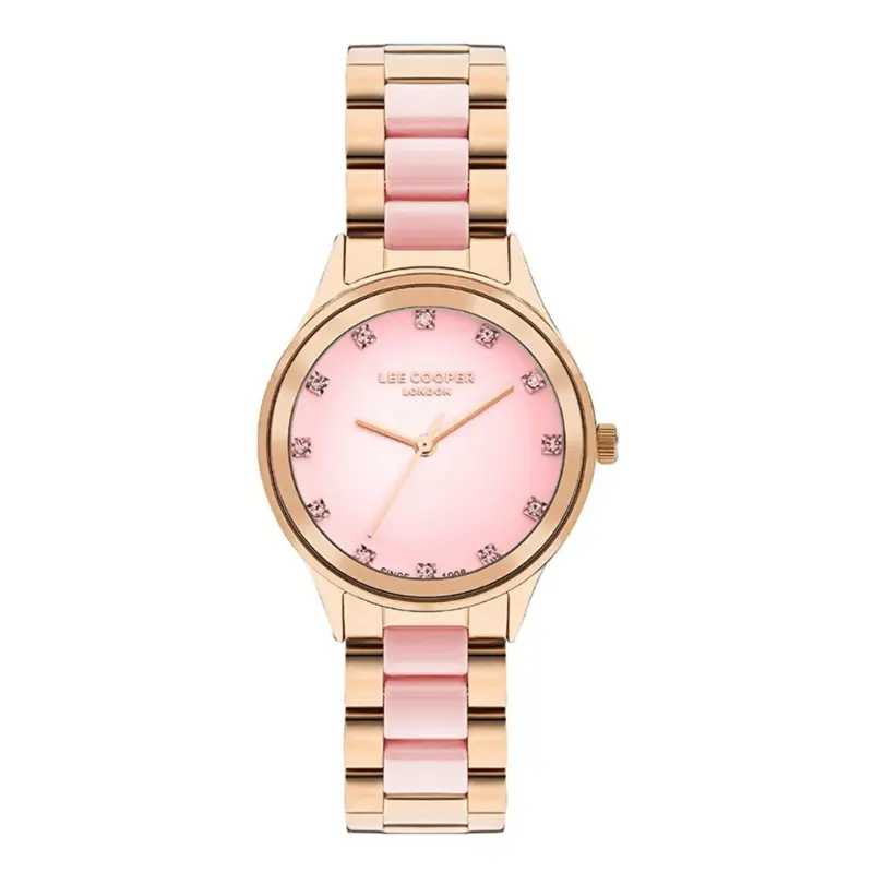 Lee Cooper Pink Dial Rose Gold Stainless Steel Strap Women's Watch Lc07874.480 1