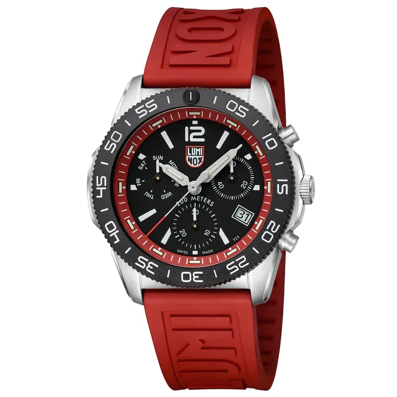 Luminox Pacific Diver Lm3155 Red Rubber Strap Men Watch 1