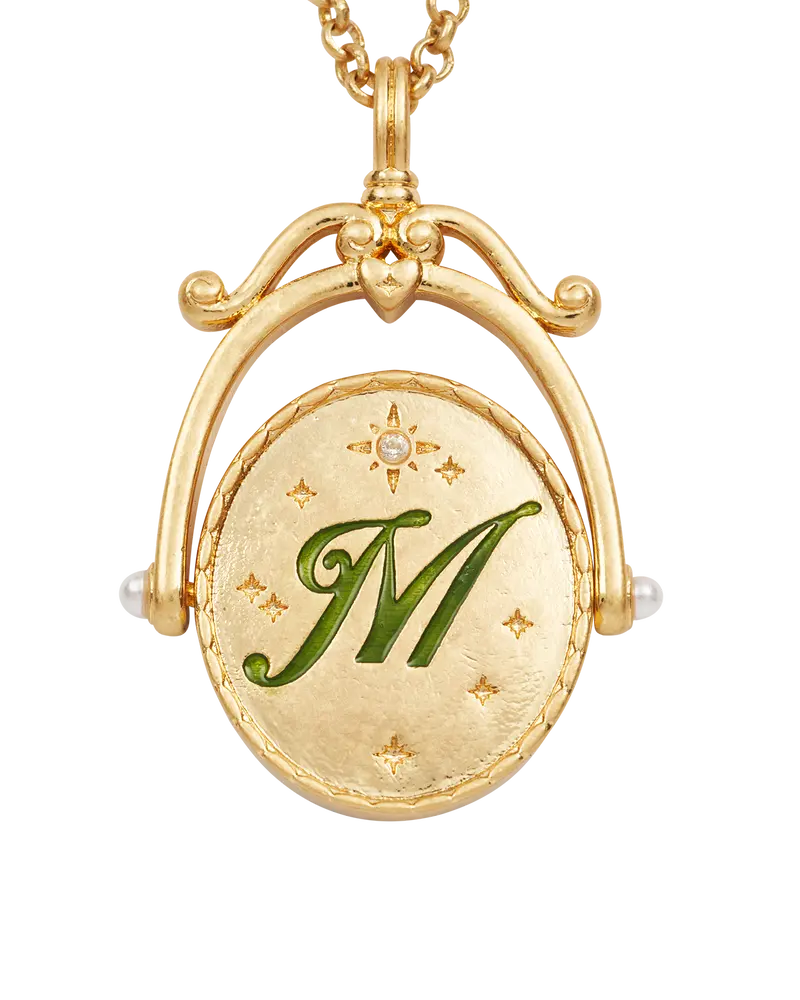 M Initial Magnolia Gold Spinner Necklace 1