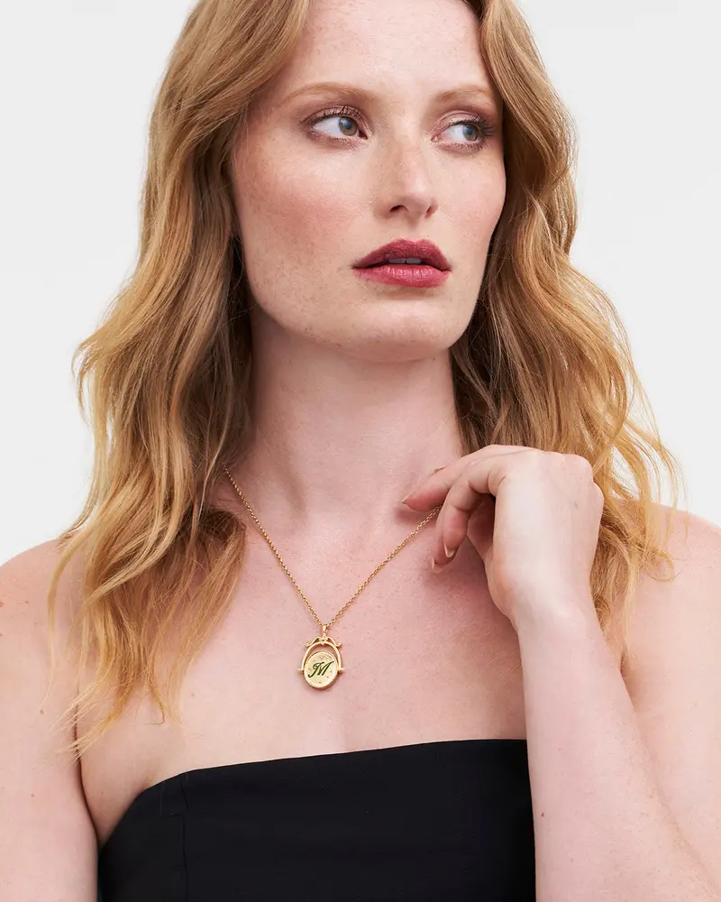 M Initial Magnolia Gold Spinner Necklace 2