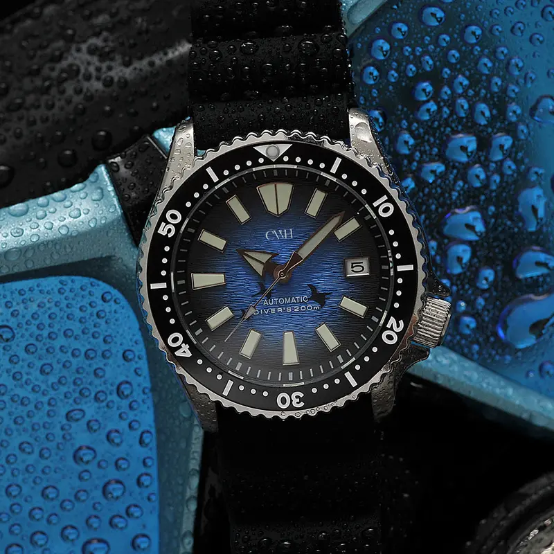 Marine Majesty - Cwh Special Custom Collective Date Display Stainless Steel Rubber Strap Diver’S Watch Ch-Mod-M7 1
