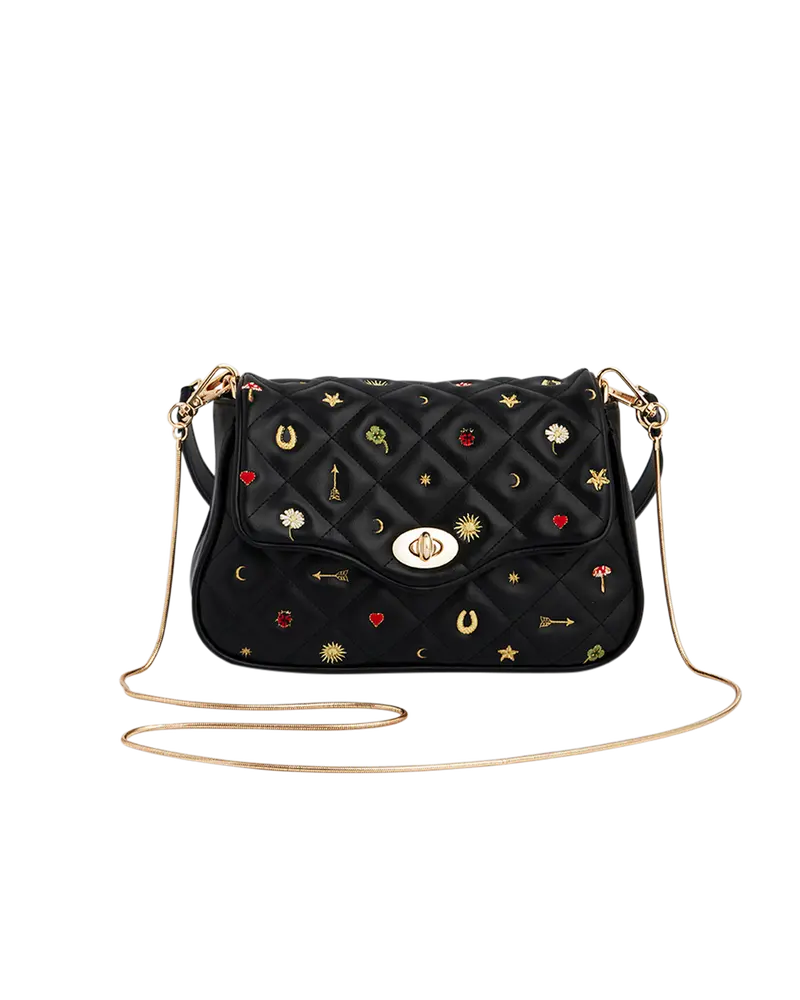 Mary Motif Quilted Crossbody Clutch 1