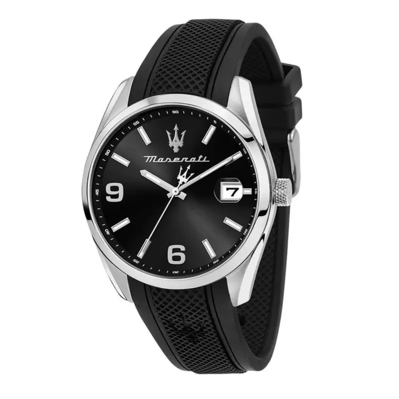 Maserati Attrazione Black Silicone Men's Watch - Date Display | R8851151010 1