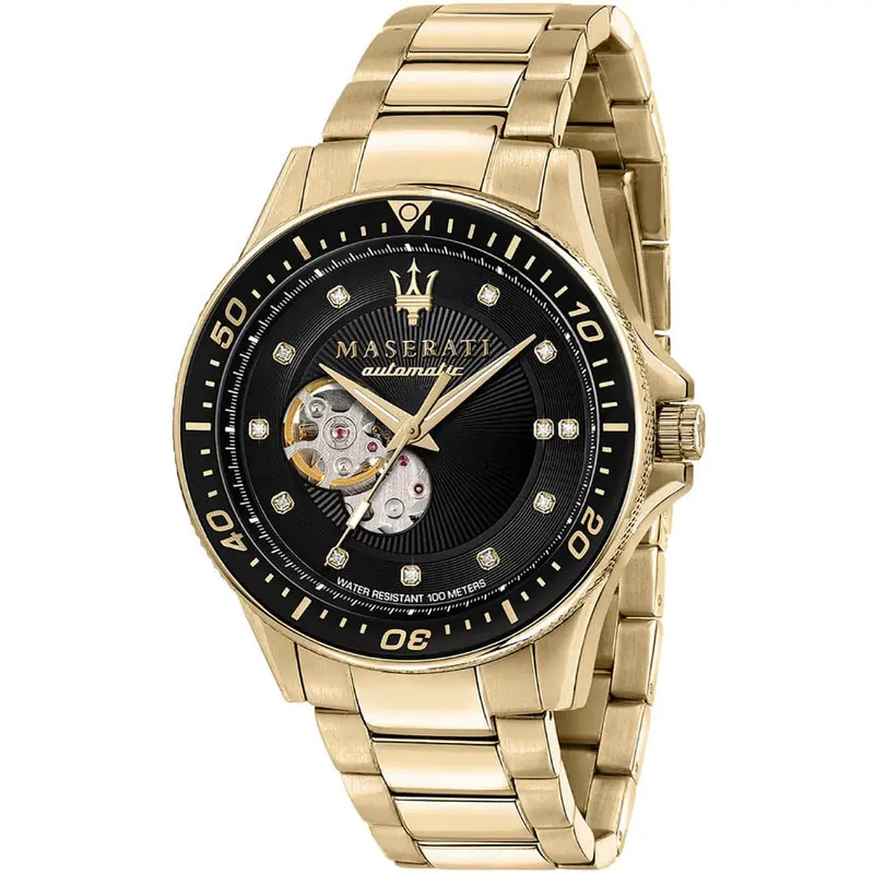 Maserati Automatic Black Dial Gold Stainless Steel Strap Men Watch R8823140003 1