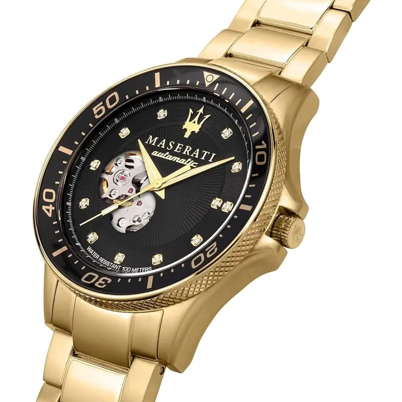 Maserati Automatic Black Dial Gold Stainless Steel Strap Men Watch R8823140003 2