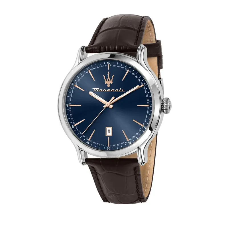 Maserati Blue Dial Brown Leather Strap Men Watch R8851118016 1