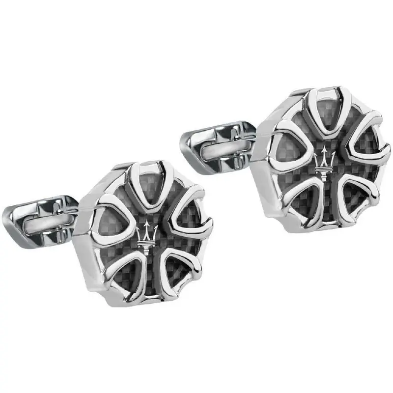 Maserati Cufflinks Jm217ajf29 Stainless Steel Black 1