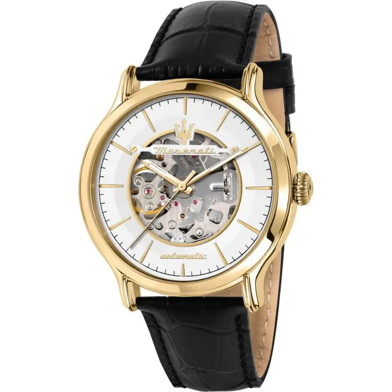 Maserati Epoca Black Leather Strap Men's Watch -  Open Heart | R8821118015 1