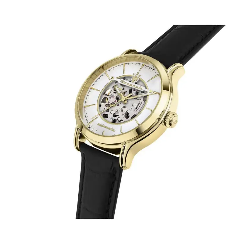 Maserati Epoca Black Leather Strap Men's Watch - Open Heart | R8821118015 2
