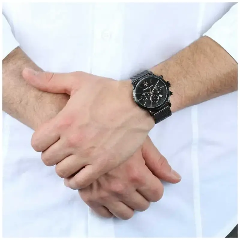 Maserati Epoca Black Milanese Strap Men Watch R8873618013 2