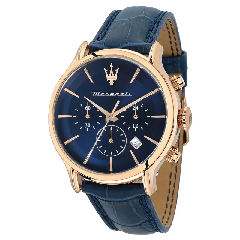 Maserati Epoca Blue Dial Leather Strap Men Watch R8871618013 1