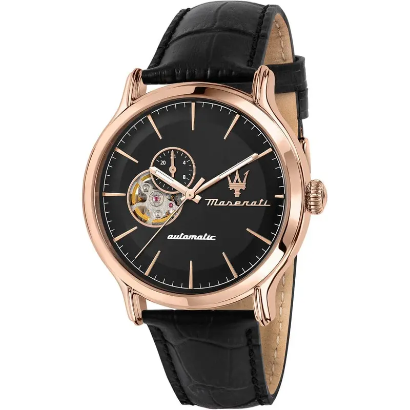 Maserati Mechanical R8821118009 Black Leather Men's Watch 1