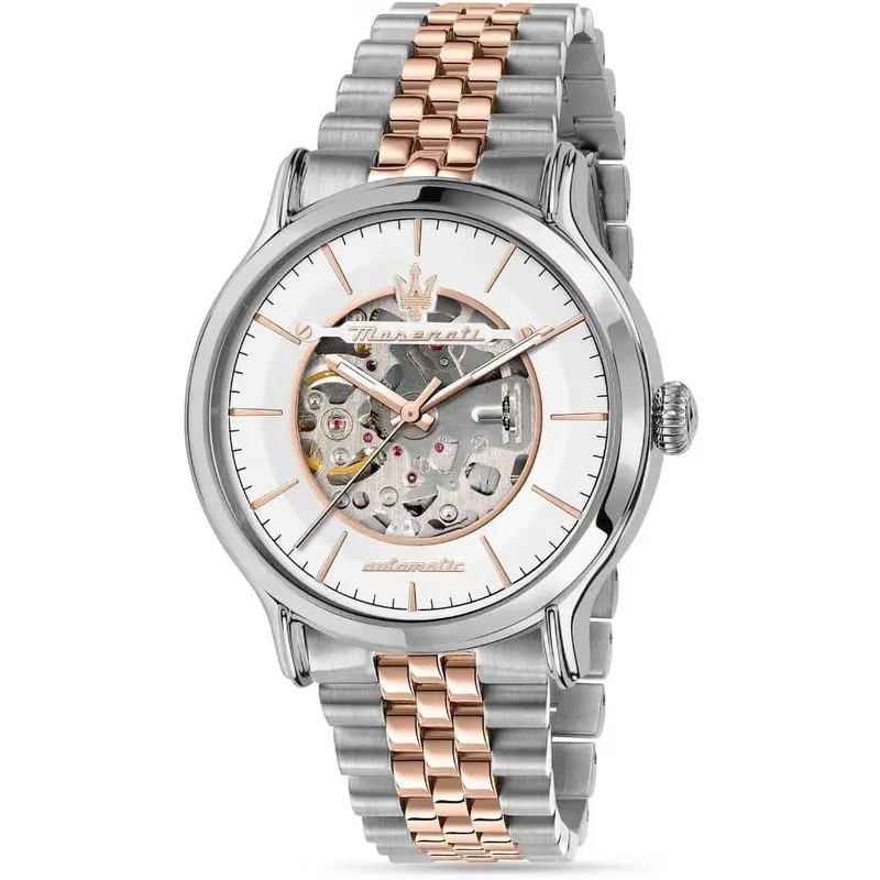 Maserati Skeleton Dial Silver Stainless Steel Strap Men Watch R8823118011 1