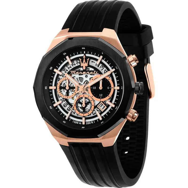 Maserati Stile Black Silicone Strap Men's Watch - Chronograph | R8871642003 1