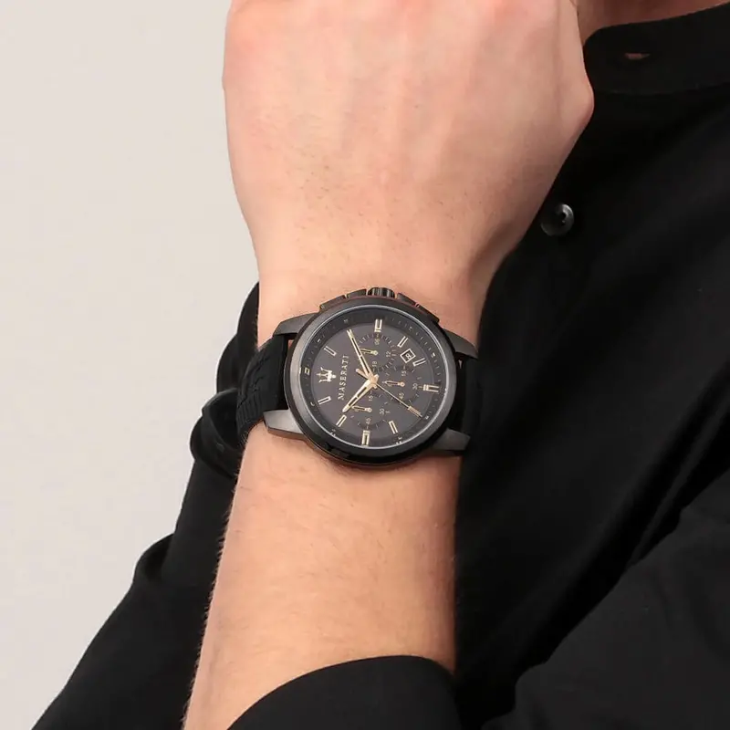 Maserati Successo Black Dial Rubber Strap Men's Watch - Chronograph | R8871621011 2