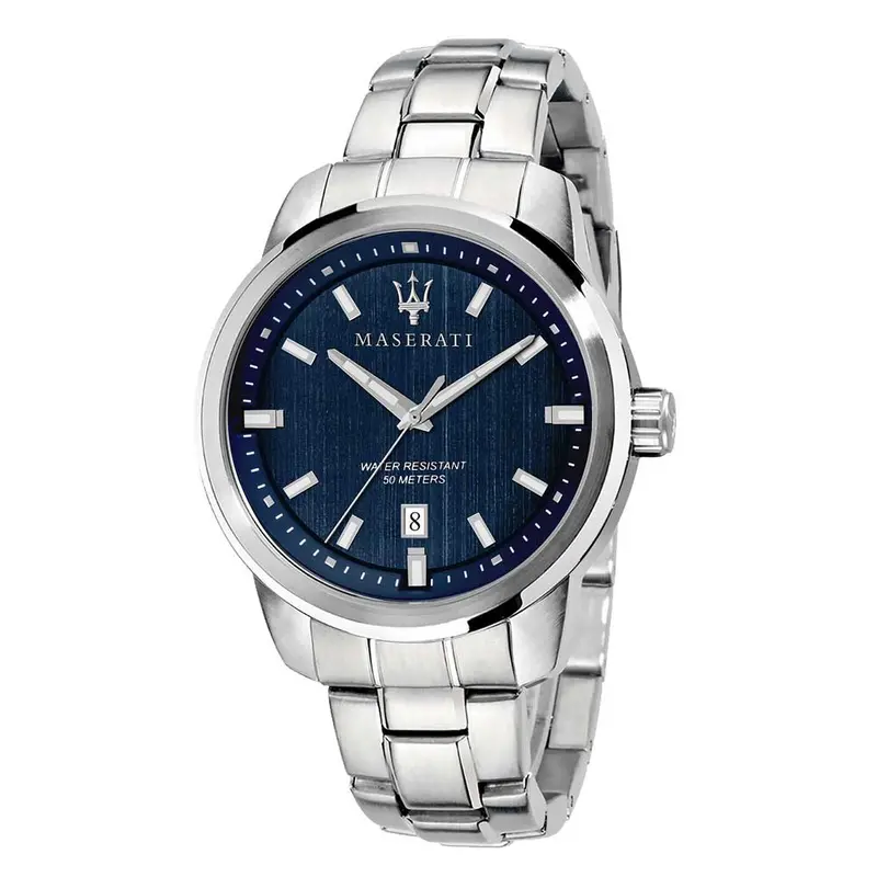 Maserati Successo Blue Dial Stainless Steel Men's Watch - Date Display | R8853121004 1