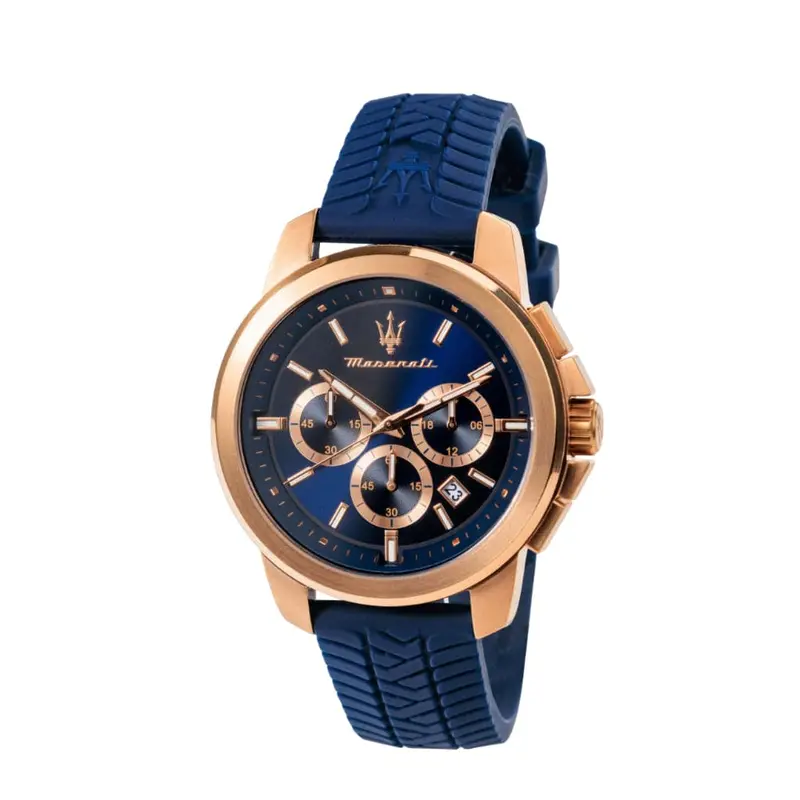 Maserati Successo Blue Silicone Strap Men's Watch - Chronograph | R8871621034 1