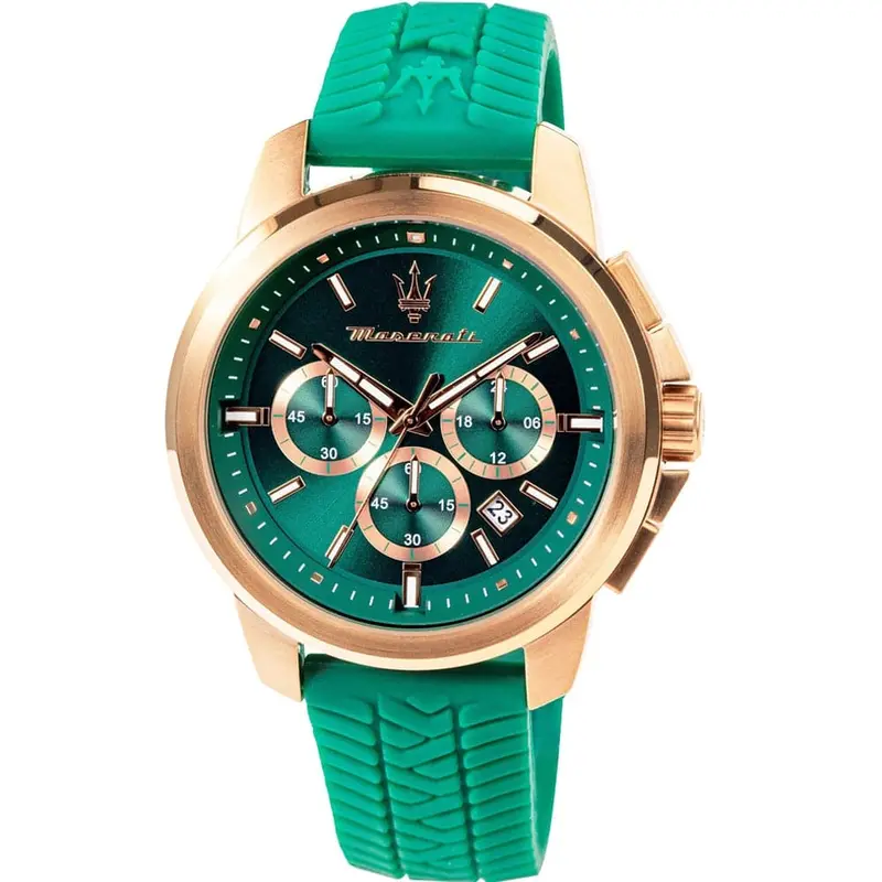Maserati Successo Green Silicone Strap Men's Watch - Chronograph | R8871621038 1