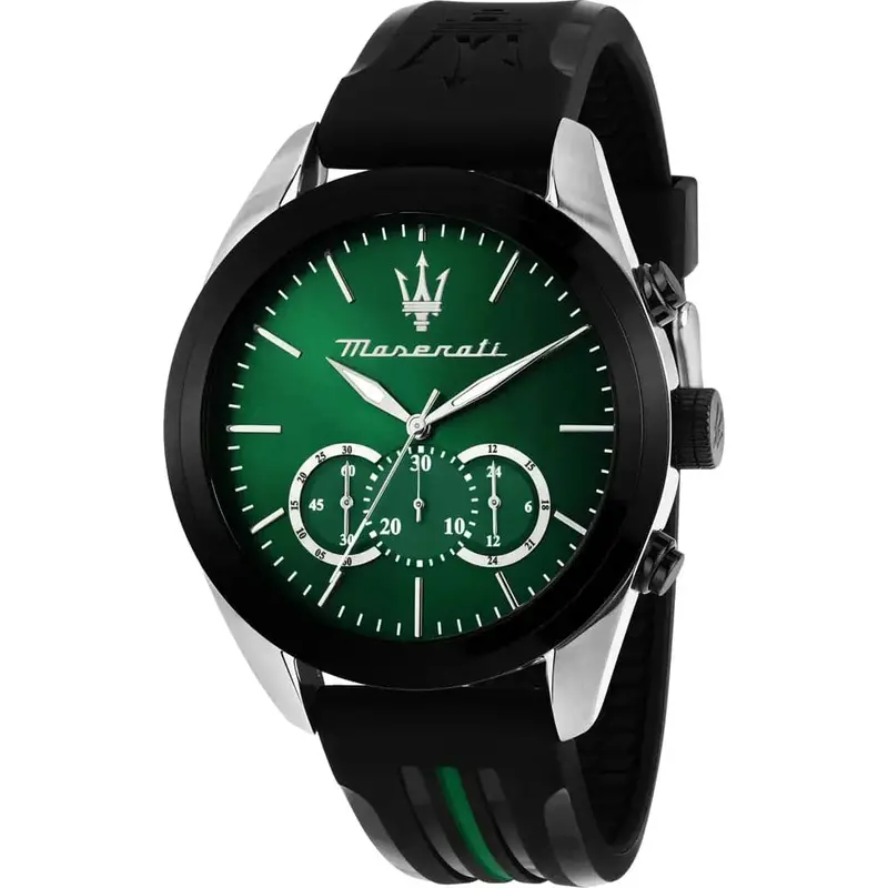 Maserati Traguardo Black Rubber Strap Men Watch R8871612043 1