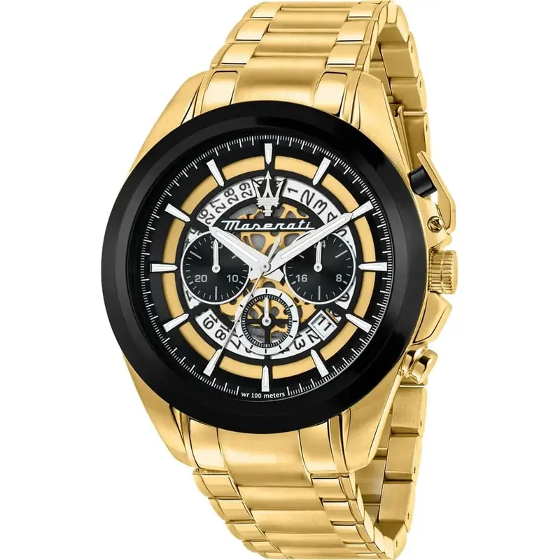Maserati Traguardo Gold Stainless Steel Strap Men Watch R8873612058 1