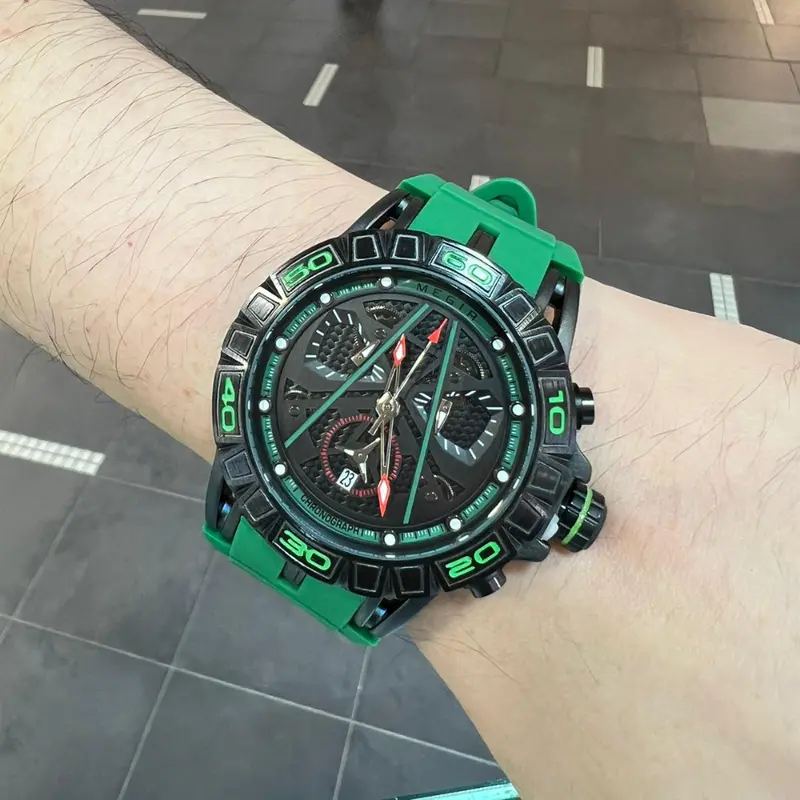 Megir Chronograph Green Silicone Strap Men Watch Mn8110g-Bkgn-1N9 1