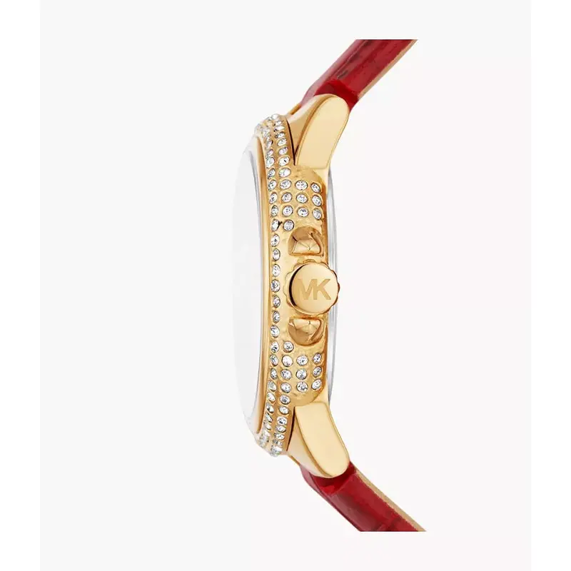 Michael Kors Camille Red Dial Leather Strap Women Watch Mk4750 2
