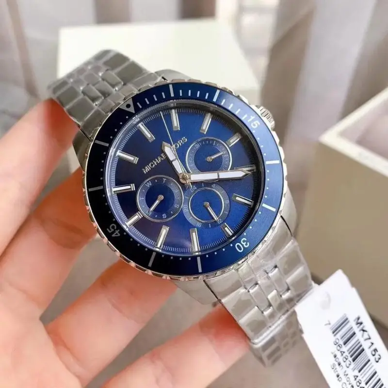 Michael Kors Chronograph Blue Dial Stainless Steel Strap Men Watch Mk7153 2