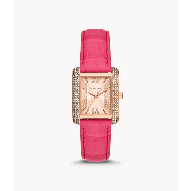 Michael Kors Emery Rose Gold Dial Pink Leather Strap Women Watch Mk2984 1