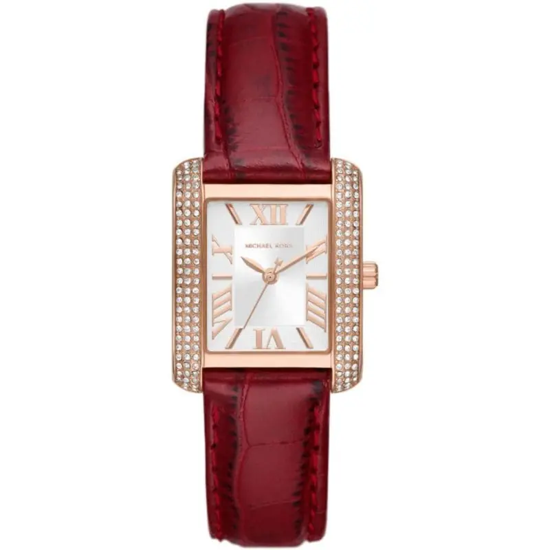 Michael Kors Emery White Dial And Red Leather Strap Women Watch Mk4689 1