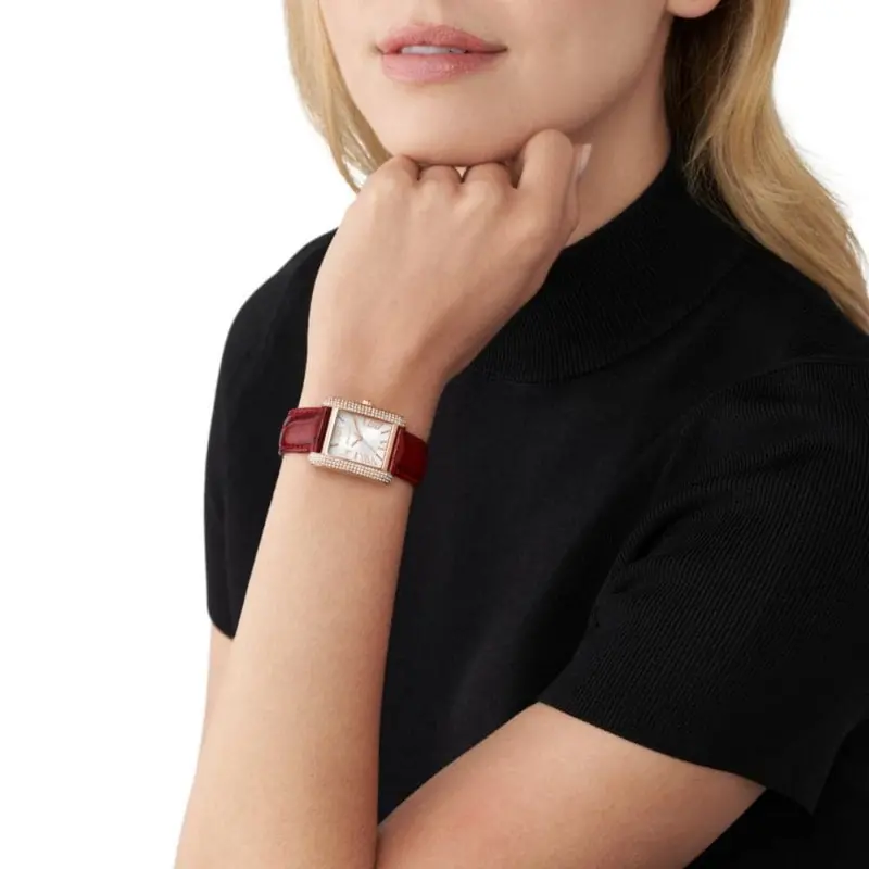 Michael Kors Emery White Dial And Red Leather Strap Women Watch Mk4689 2