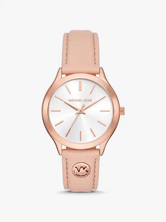 Michael Kors Mk7467 Slim Runway Rose Gold-Tone Leather Watch 1