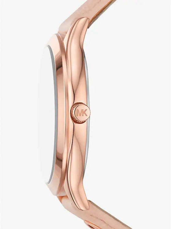 Michael Kors Mk7467 Slim Runway Rose Gold-Tone Leather Watch 2