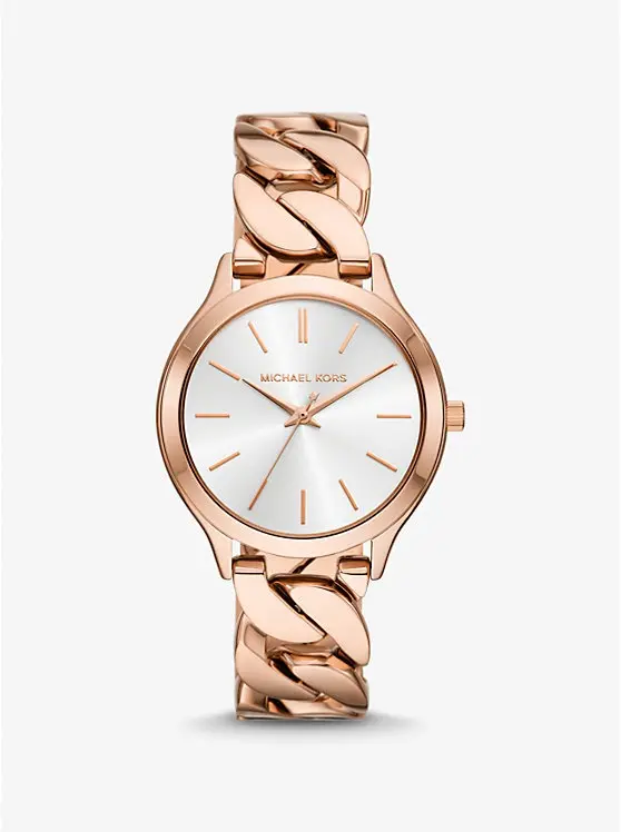 Michael Kors Mk7473 Slim Runway Rose Gold-Tone Curb Link Steel Watch 1