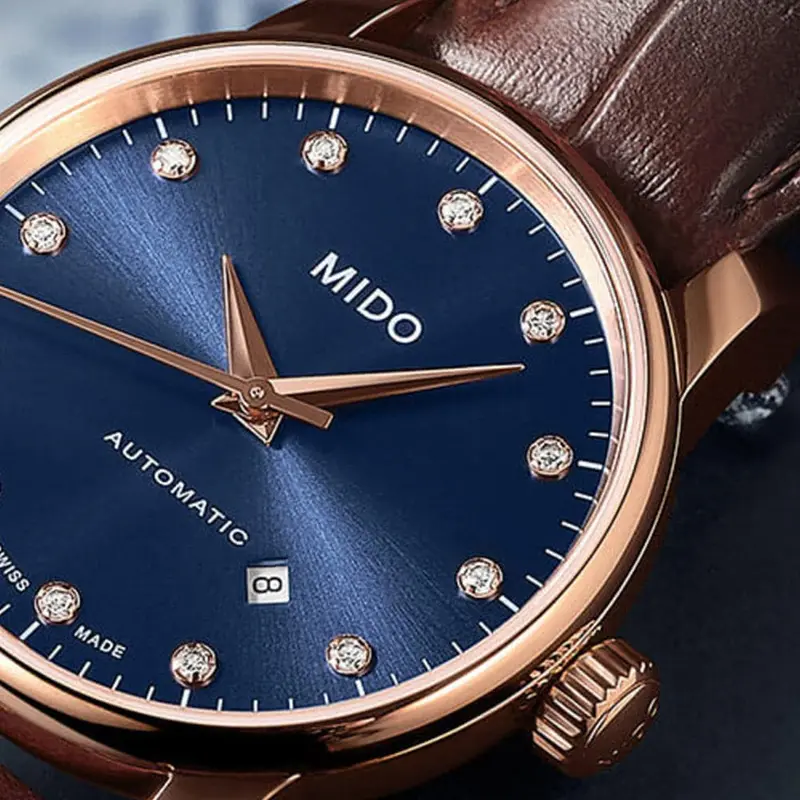 Mido Baroncelli Blue Dial Brown Leather Strap Women Watch M76003658 2