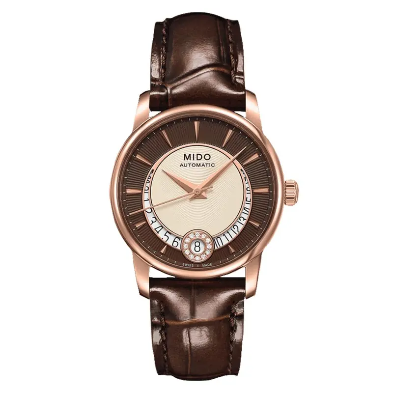 Mido Baroncelli Brown Leather Strap Men Watch M0072073629100 1