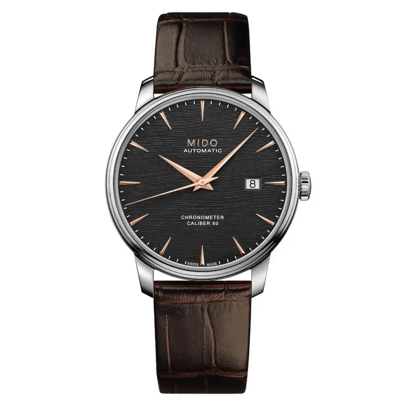 Mido Baroncelli Chronometer Brown Leather Strap Men Watch M0274081606100 1