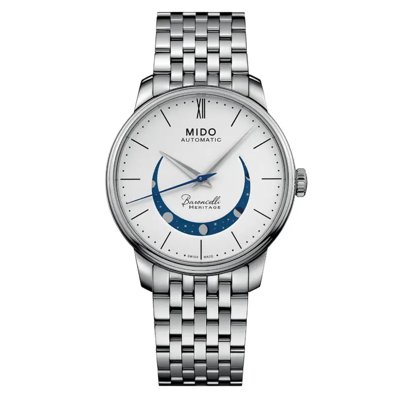 Mido Baroncelli Smiling Moon Silver Stainless Steel Strap Men Watch M0274071101001 1