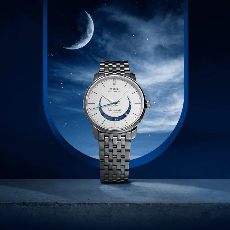 Mido Baroncelli Smiling Moon Silver Stainless Steel Strap Men Watch M0274071101001 2
