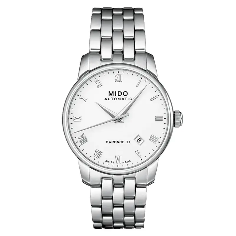 Mido Baroncelli White Dial Grey Stainless Steel Strap Men Watch M86004261 1
