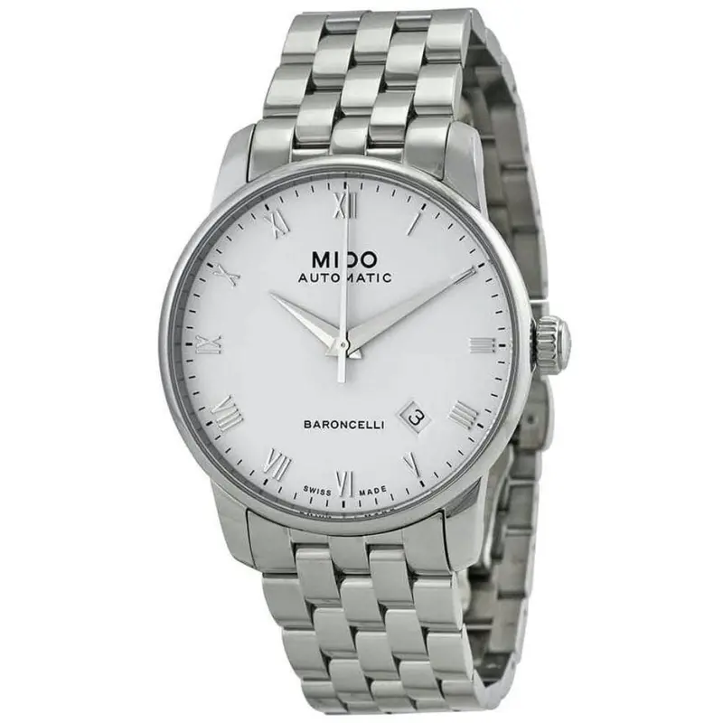 Mido Baroncelli White Dial Grey Stainless Steel Strap Men Watch M86004261 2