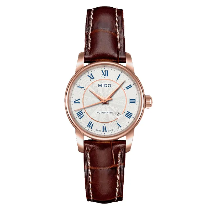 Mido Bronson Brown Leather Strap Women Watch M76002218 1