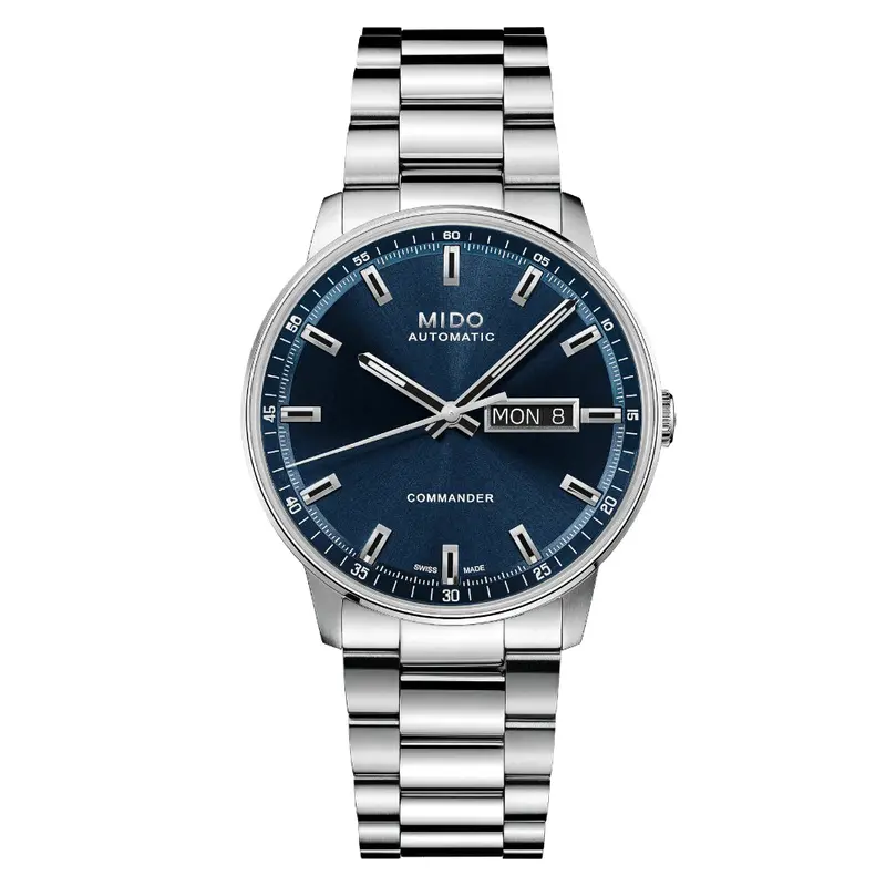 Mido Commander Blue Dial Stainless Steel Strap Men's Watch M0214301104100 1