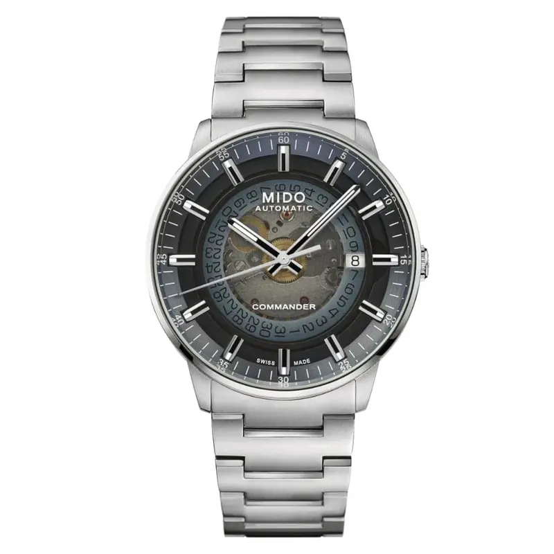 Mido Commander Gradient Grey Stainless Steel Strap Men Watch M0214071141101 1