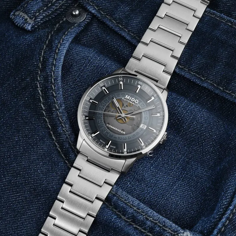 Mido Commander Gradient Grey Stainless Steel Strap Men Watch M0214071141101 2