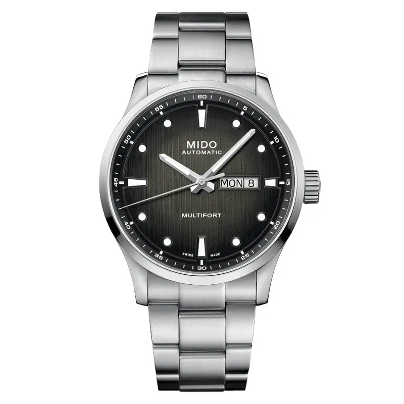 Mido Multifort Black Dial Silver Stainless Steel Strap Men Watch M0384301105100 1