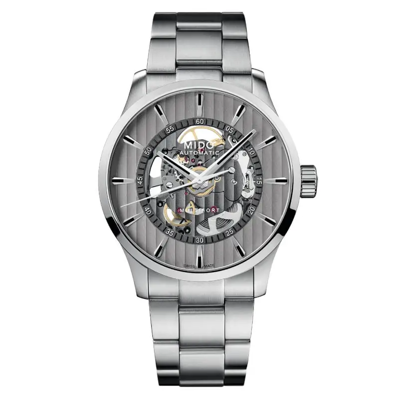Mido Multifort Rhodium Dial Grey Stainless Steel Strap Men Watch M0384361103100 1