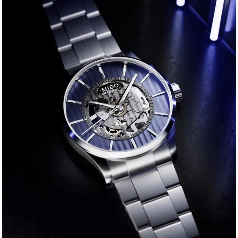 Mido Multifort Skeleton Dial Silver Stainless Steel Strap Men Watch M0384361104100 2