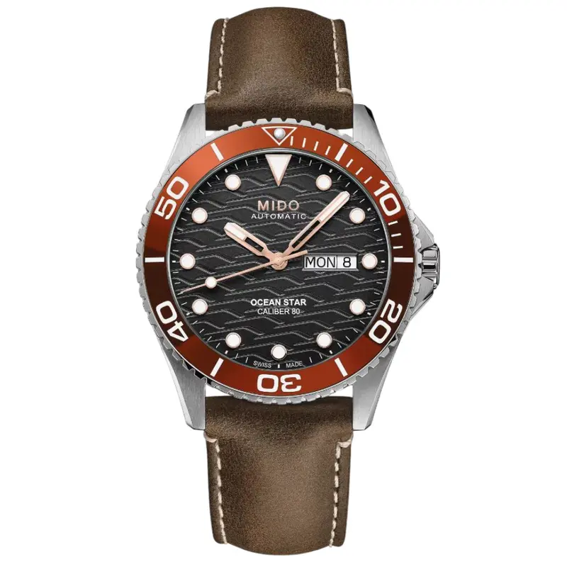 Mido Ocean Star 200C Leather Strap Men Watch M0424301605100 1