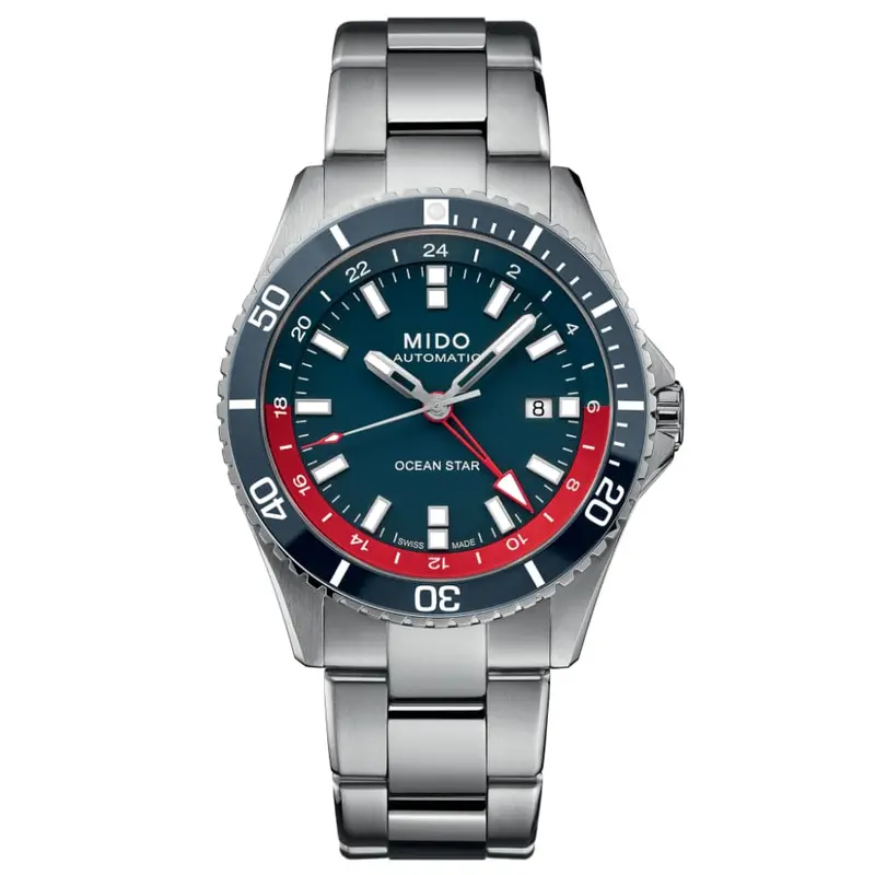 Mido Ocean Star Gmt Silver Stainless Steel Strap Men Watch M0266291104100 1